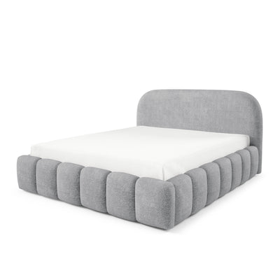 Upholstered bed with storage in a modern soft style, Monte fabric | Tegell