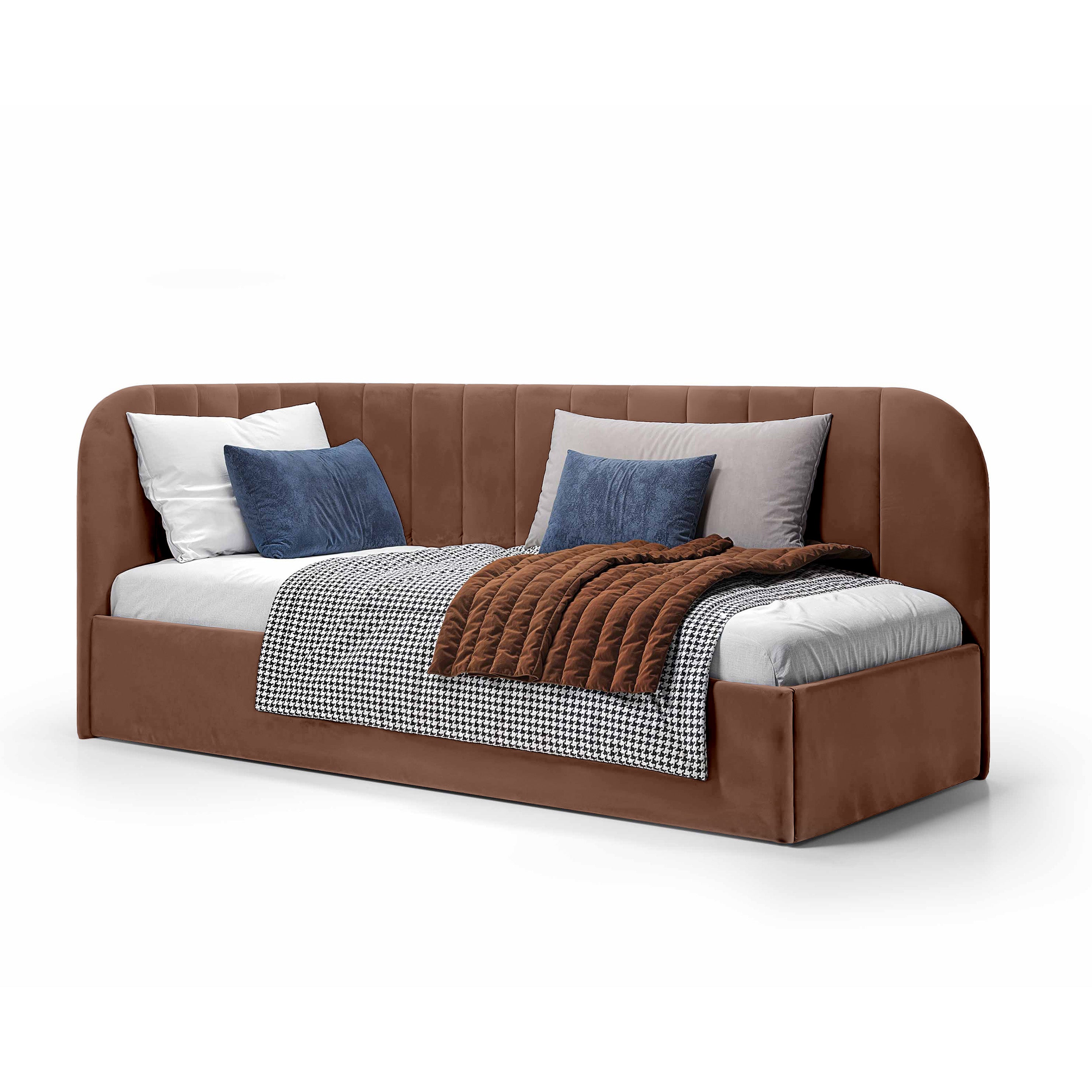 Łóżko Narożne Mily Prawo Cynamonowe Drewno