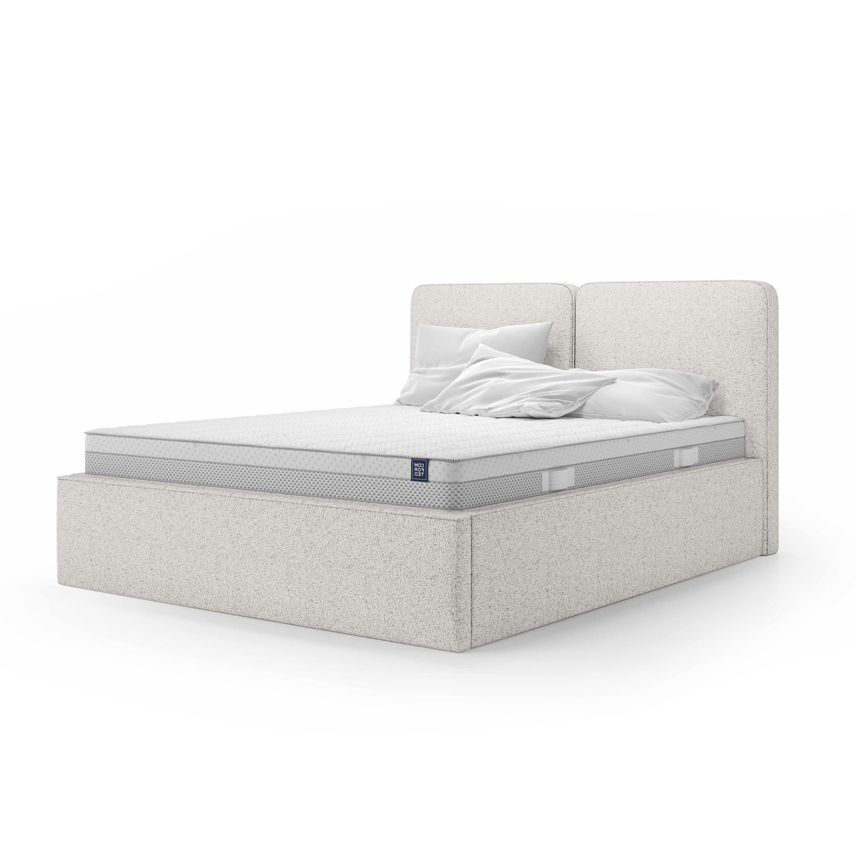 Łóżko Tapicerowane Mokka 140 200 Kremowy Taupe