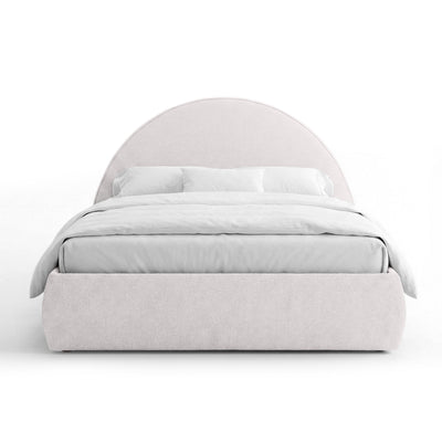Upholstered bed with storage and a semicircular headboard in a modern style | Orizo