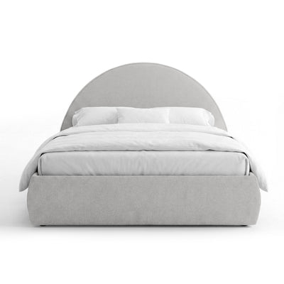 Upholstered bed with storage and a semicircular headboard in a modern style | Orizo