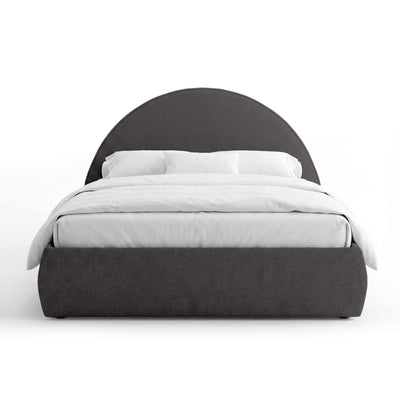Upholstered bed with storage and a semicircular headboard in a modern style | Orizo