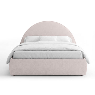 Upholstered bed with storage and a semicircular headboard in a modern style | Orizo