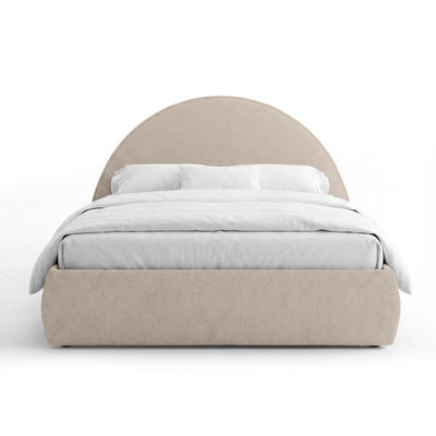 Upholstered bed with storage and a semicircular headboard in a modern style | Orizo