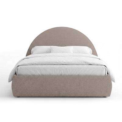 Upholstered bed with storage and a semicircular headboard in a modern style | Orizo