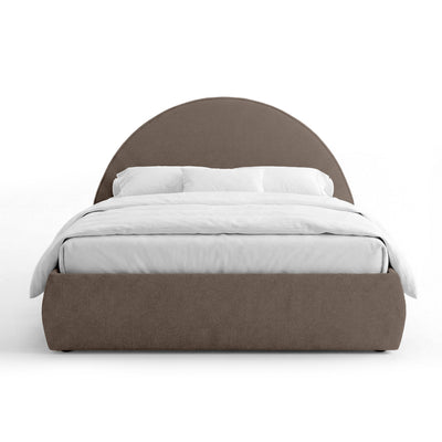 Upholstered bed with storage and a semicircular headboard in a modern style | Orizo
