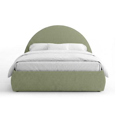 Upholstered bed with storage and a semicircular headboard in a modern style | Orizo