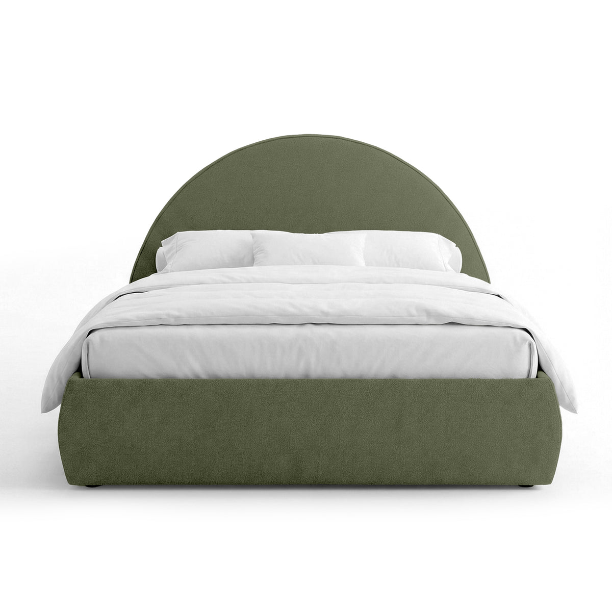 Upholstered bed with storage and a semicircular headboard in a modern style | Orizo
