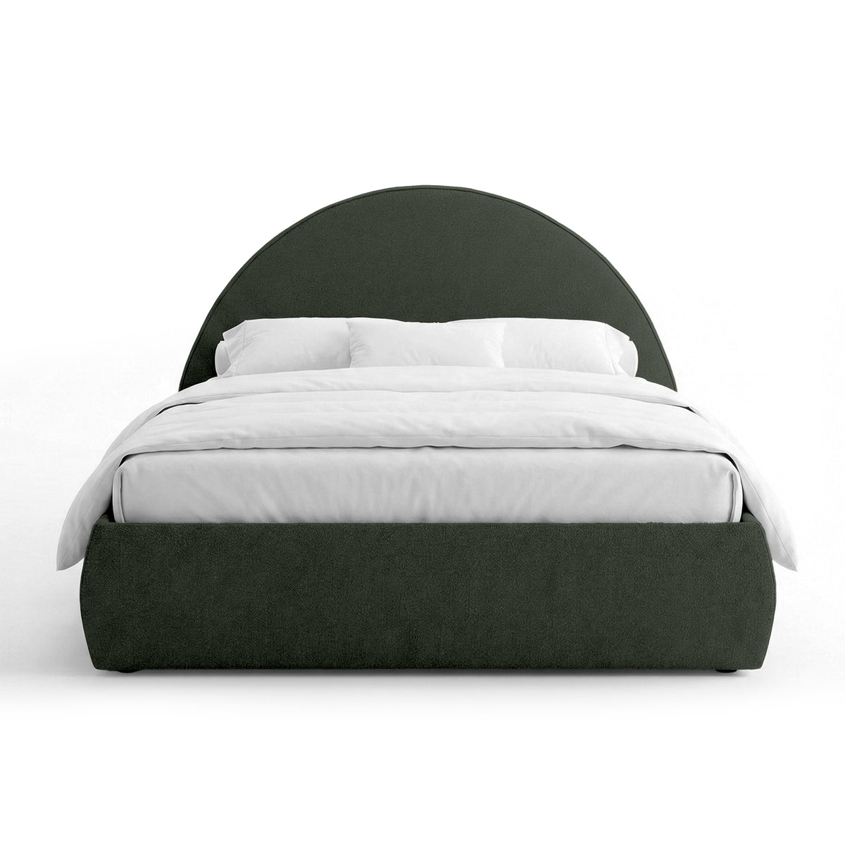 Upholstered bed with storage and a semicircular headboard in a modern style | Orizo