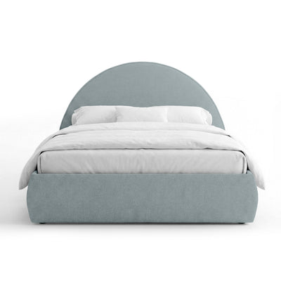 Upholstered bed with storage and a semicircular headboard in a modern style | Orizo