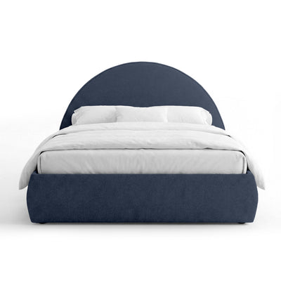 Upholstered bed with storage and a semicircular headboard in a modern style | Orizo