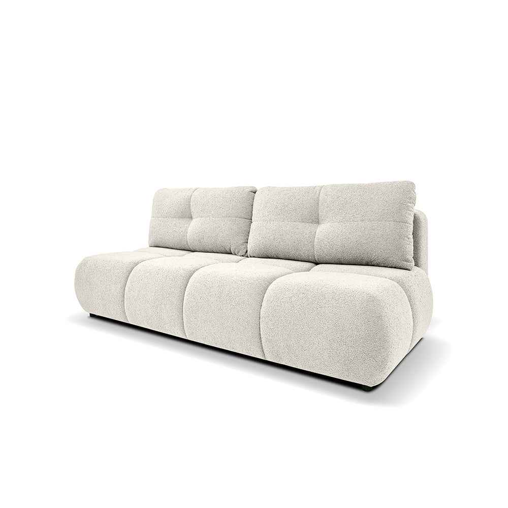 Sofa 3-osobowa z funkcją spania 142x200 w stylu miękkiego minimalizmu| Milorya Lniany Kamień (NOW OR NEVER 03)