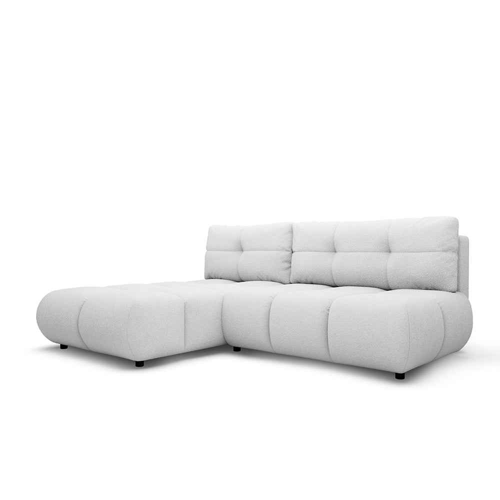 Narożnik z funkcją spania DL 230 cm w stylu nowoczesnym | Milorya Lewostronna Porcelanowy Popiół (NOW OR NEVER 01)