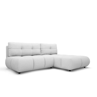Narożnik z funkcją spania DL 230 cm w stylu nowoczesnym | Milorya Prawostronna Porcelanowy Popiół (NOW OR NEVER 01)
