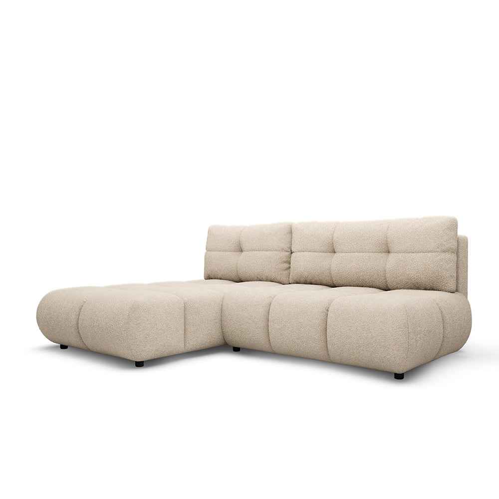 Narożnik z funkcją spania DL 230 cm w stylu nowoczesnym | Milorya Lewostronna Płowy Taupe (NOW OR NEVER 05)