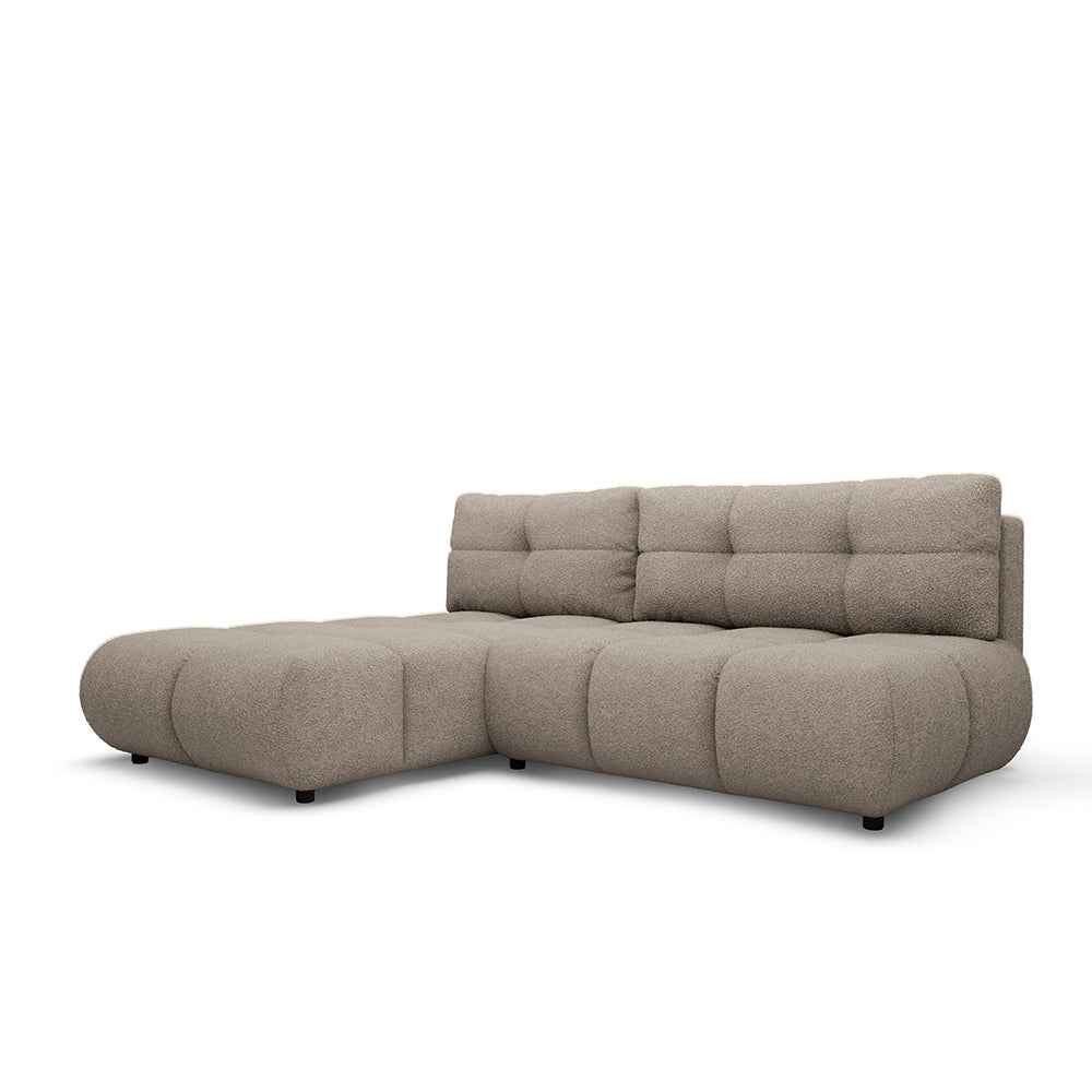 Narożnik z funkcją spania DL 230 cm w stylu nowoczesnym | Milorya Lewostronna Popielisty Mech (NOW OR NEVER 16)
