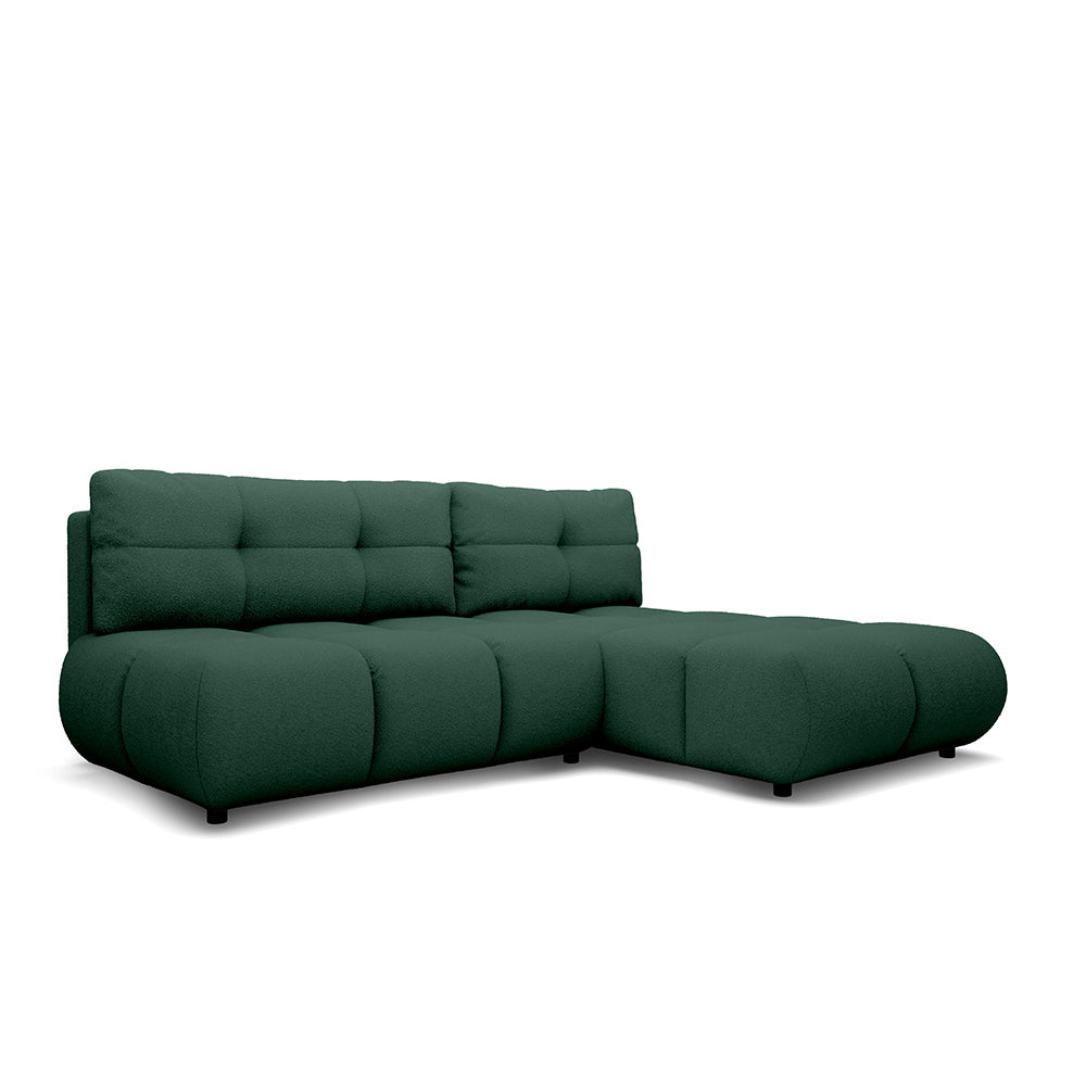 Narożnik z funkcją spania DL 230 cm w stylu nowoczesnym | Milorya Prawostronna Leśna Patyna (NOW OR NEVER 34)