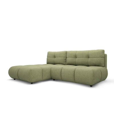 Narożnik z funkcją spania DL 230 cm w stylu nowoczesnym | Milorya Lewostronna Oliwkowy Mech (NOW OR NEVER 38)