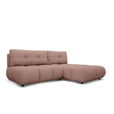 Narożnik z funkcją spania DL 230 cm w stylu nowoczesnym | Milorya Prawostronna Różany Brąz (NOW OR NEVER 64)