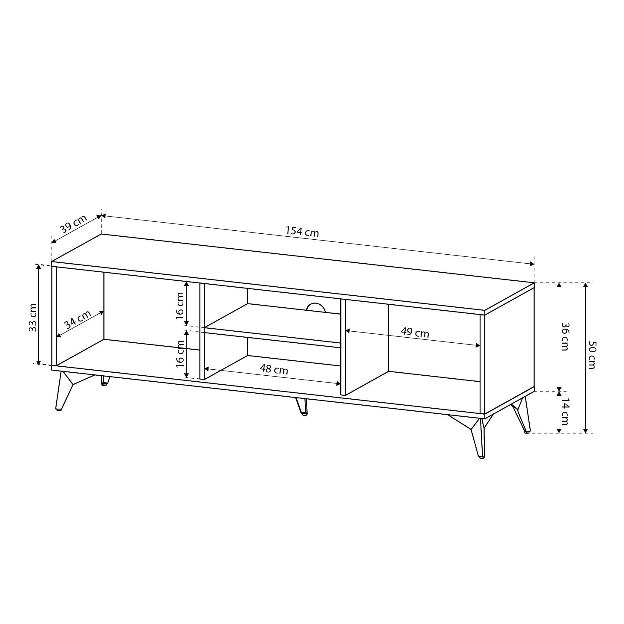 TV cabinet 154x50 in modern style | Nirwana
