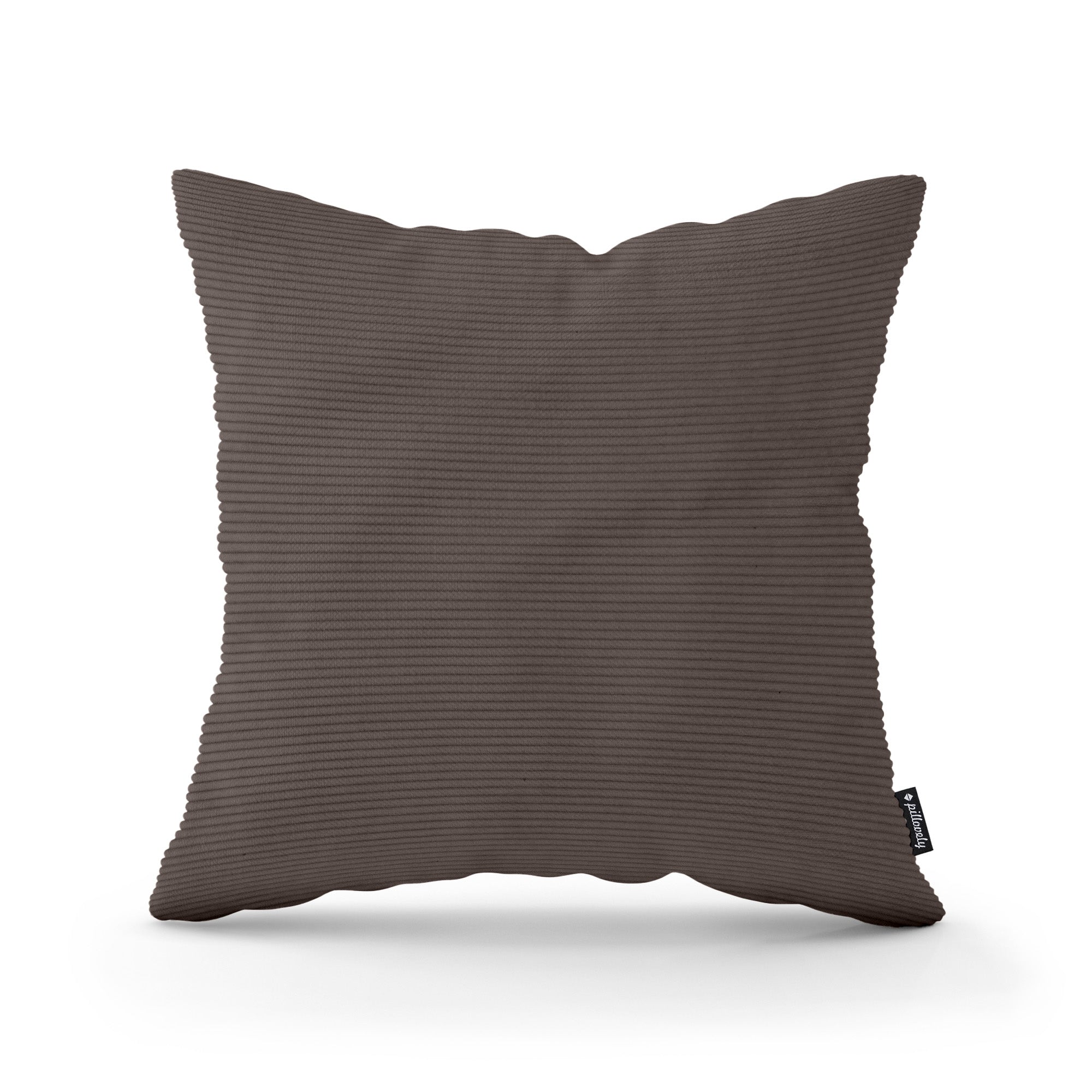Poduszka dekoracyjna 45×45 cm w stylu scandi i boho – sztruks 100% PES, pionowe prążki | Sztruks Ciemny Heban (ONTARIO 05)