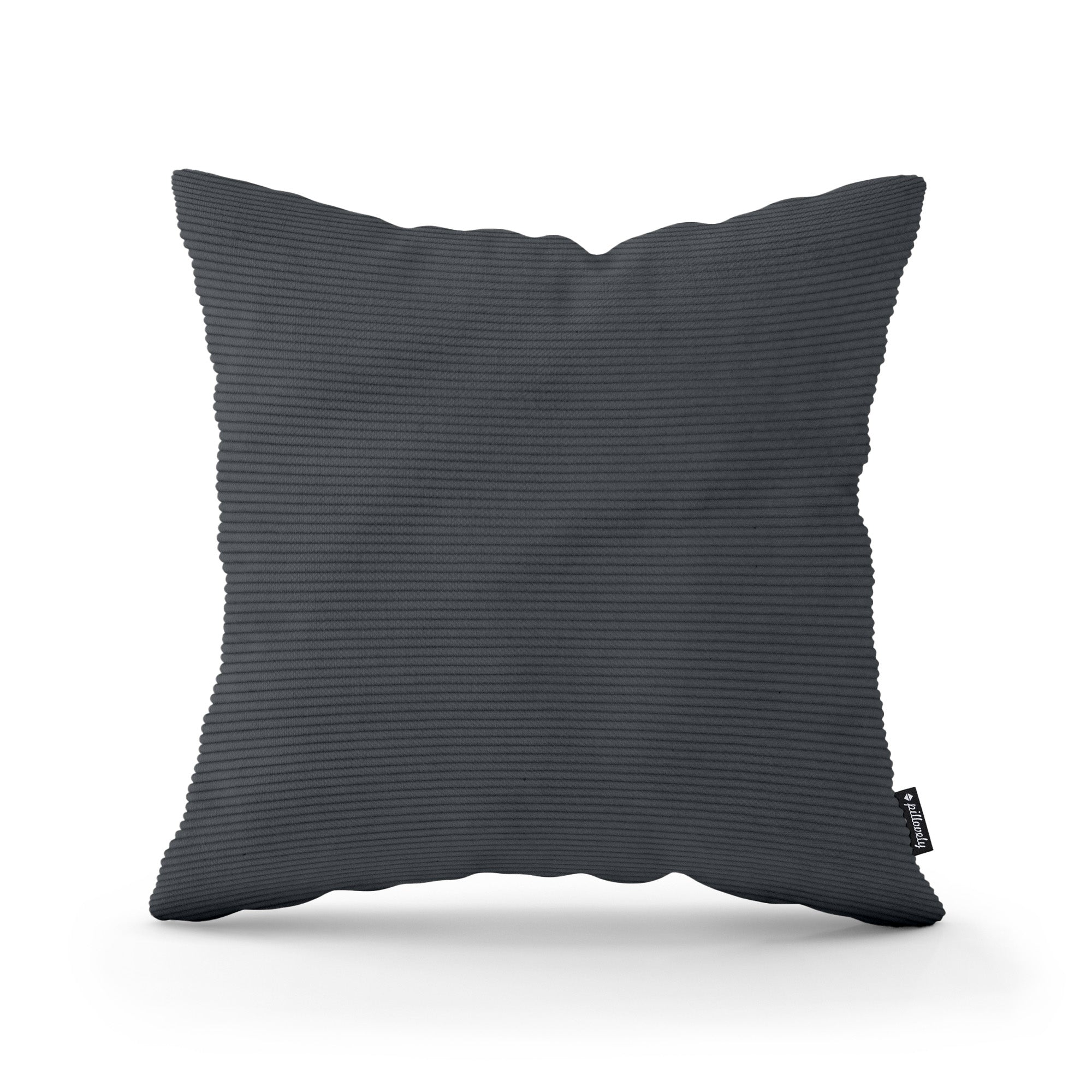 Poduszka dekoracyjna 45×45 cm w stylu scandi i boho – sztruks 100% PES, pionowe prążki | Sztruks Grafitowy Kamień (ONTARIO 19)