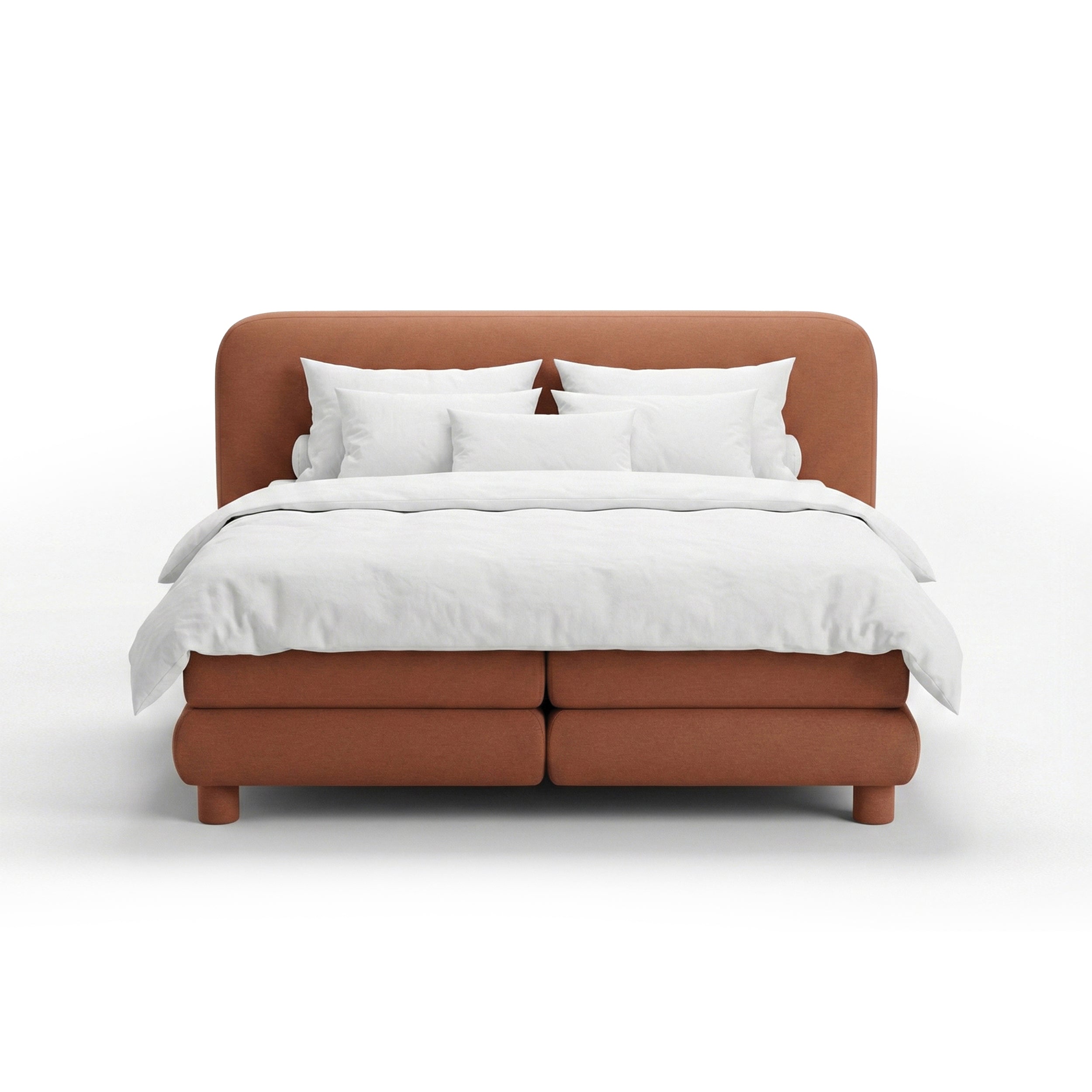 Continental bed with a rounded headboard in a modern organic style | Portela