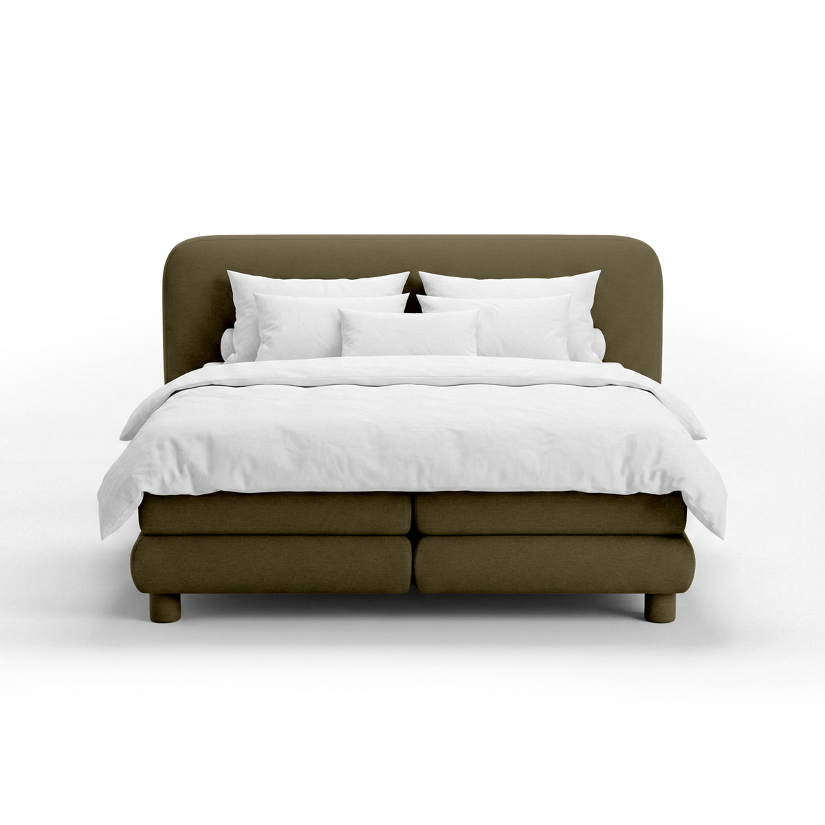 Continental bed with a rounded headboard in a modern organic style | Portela