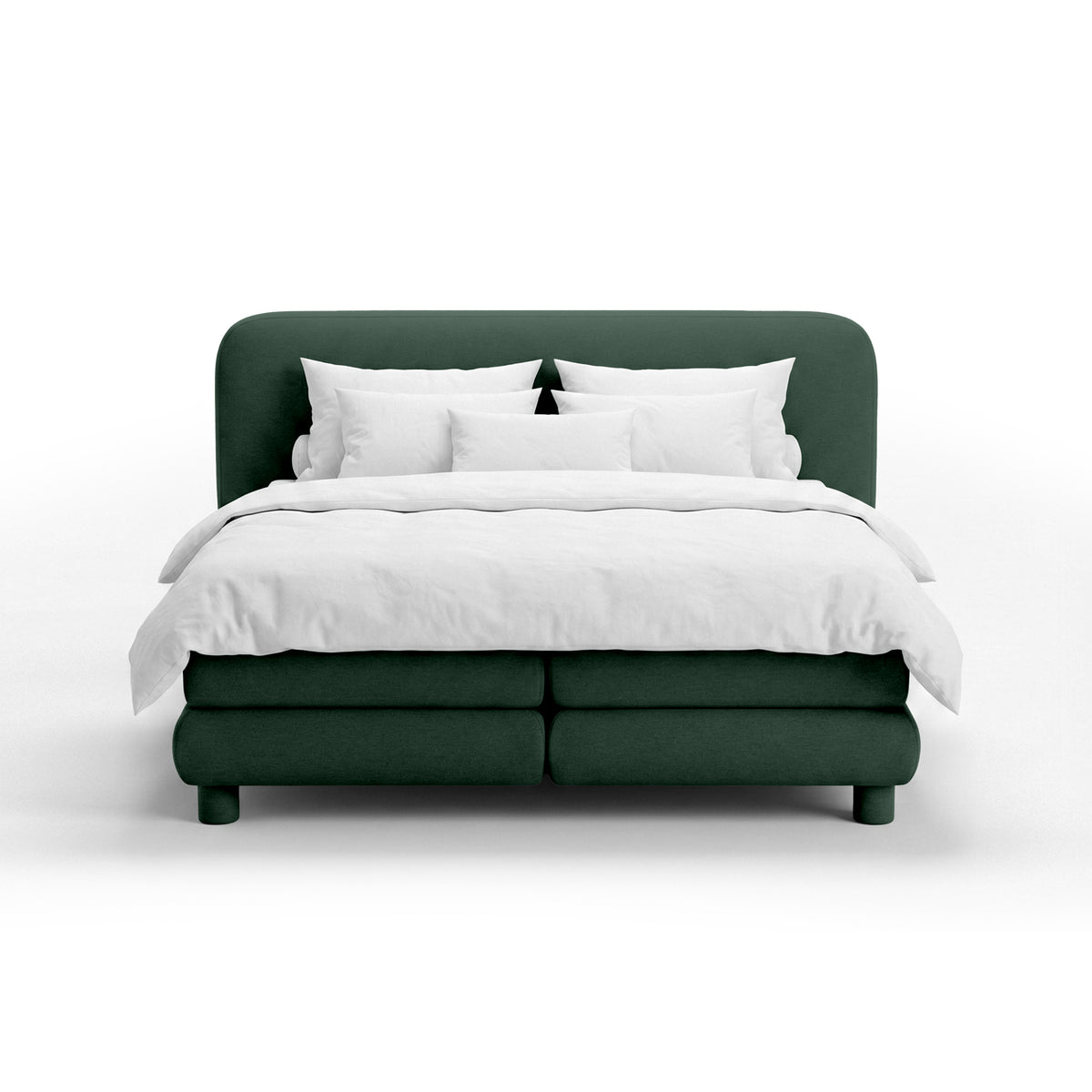 Continental bed with a rounded headboard in a modern organic style | Portela