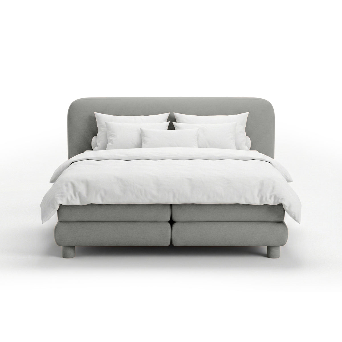 Continental bed with a rounded headboard in a modern organic style | Portela