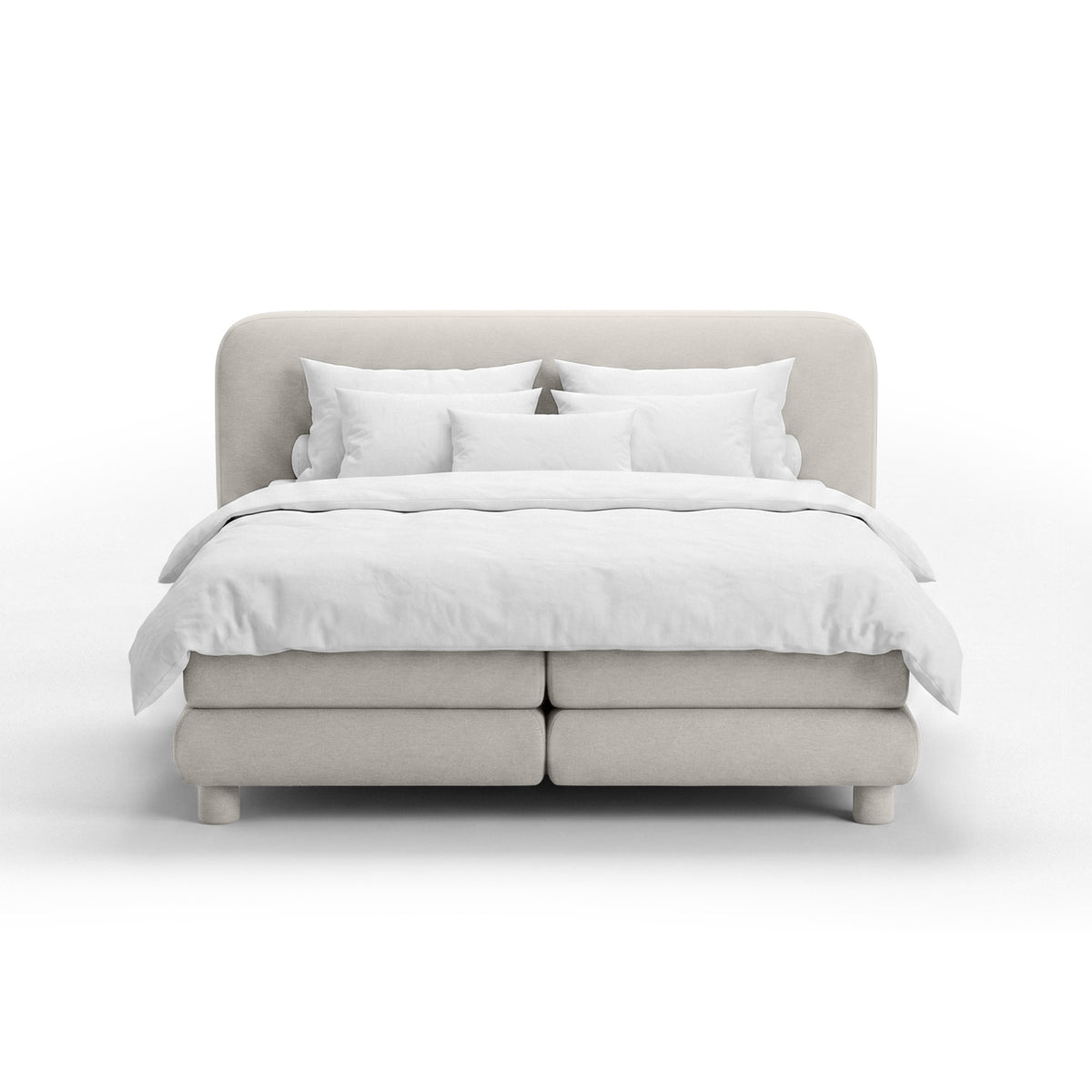 Continental bed with a rounded headboard in a modern organic style | Portela