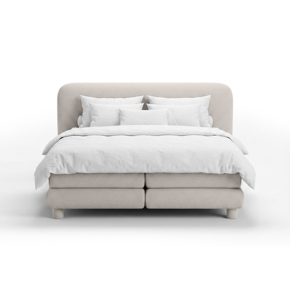 Continental bed with a rounded headboard in a modern organic style | Portela