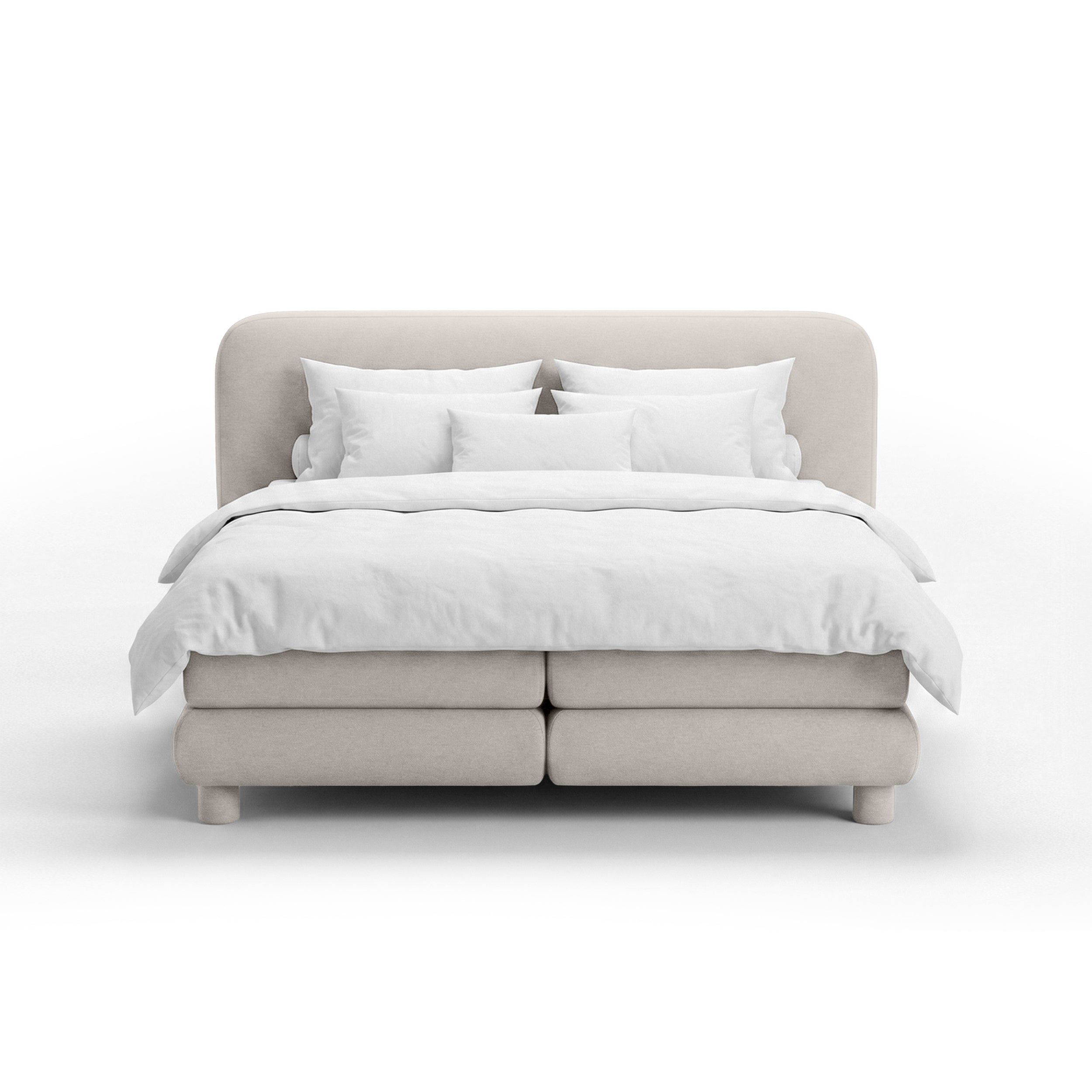 Continental bed with a rounded headboard in a modern organic style | Portela
