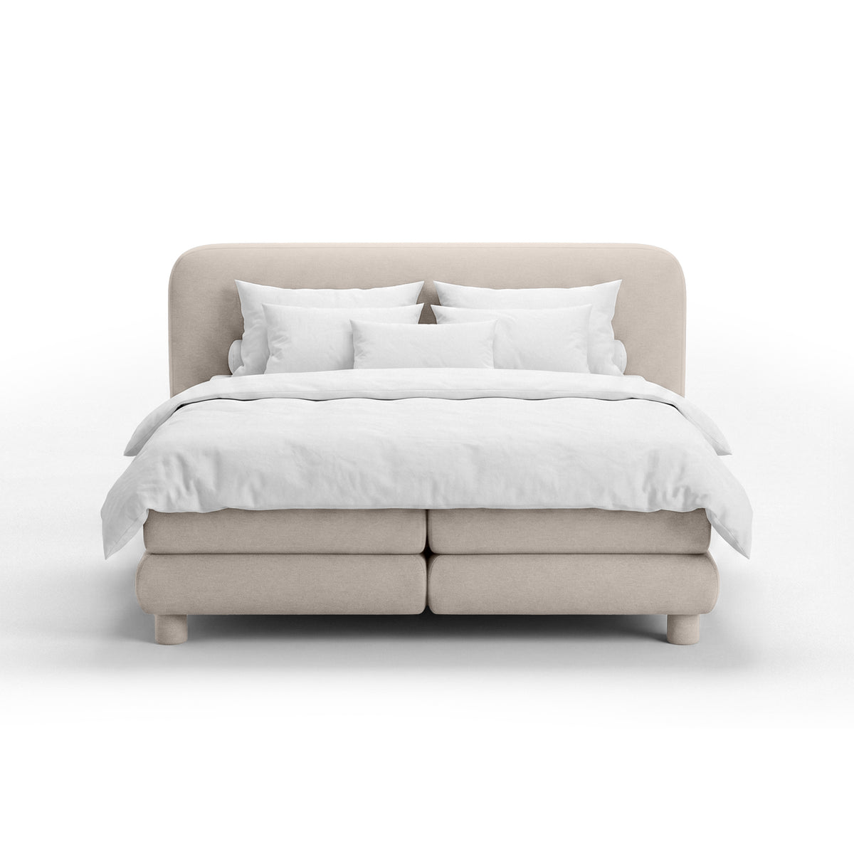Continental bed with a rounded headboard in a modern organic style | Portela