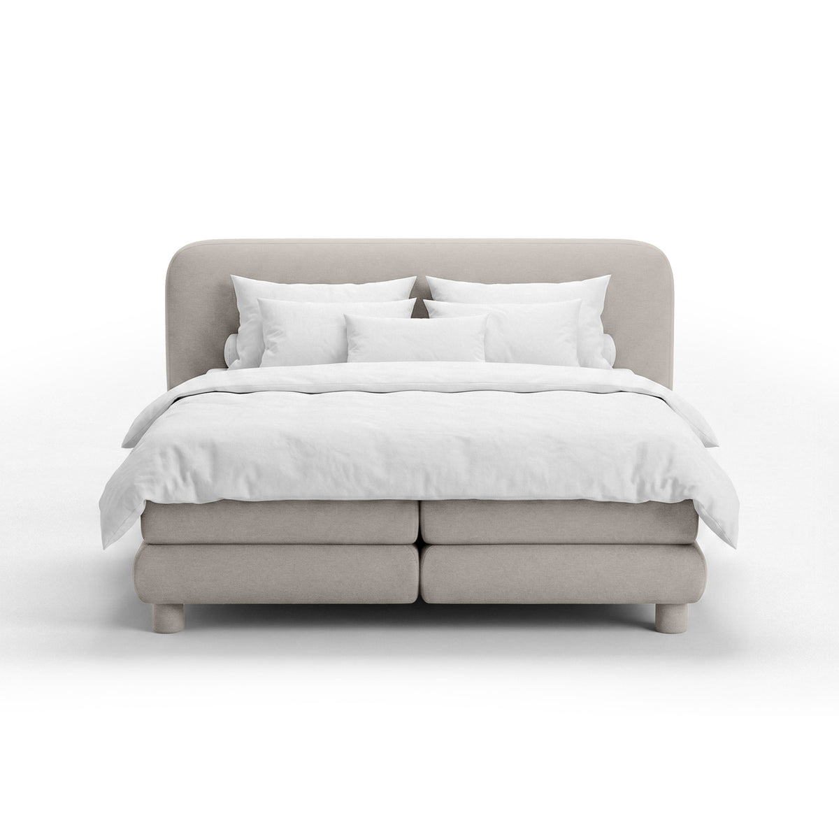 Continental bed with a rounded headboard in a modern organic style | Portela