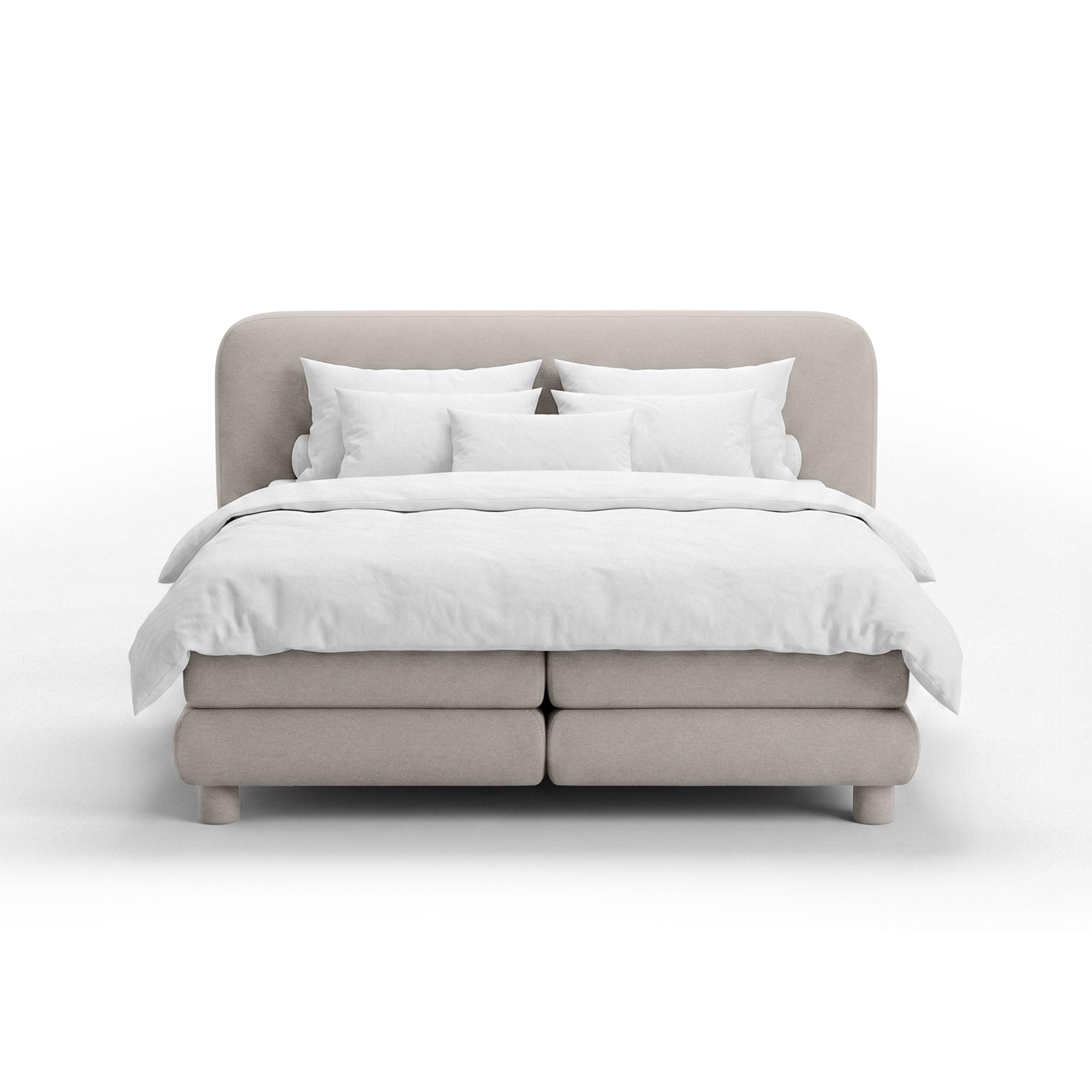 Continental bed with a rounded headboard in a modern organic style | Portela