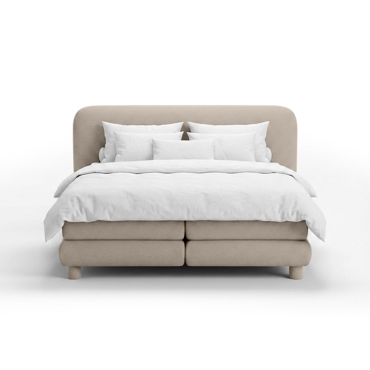 Continental bed with a rounded headboard in a modern organic style | Portela