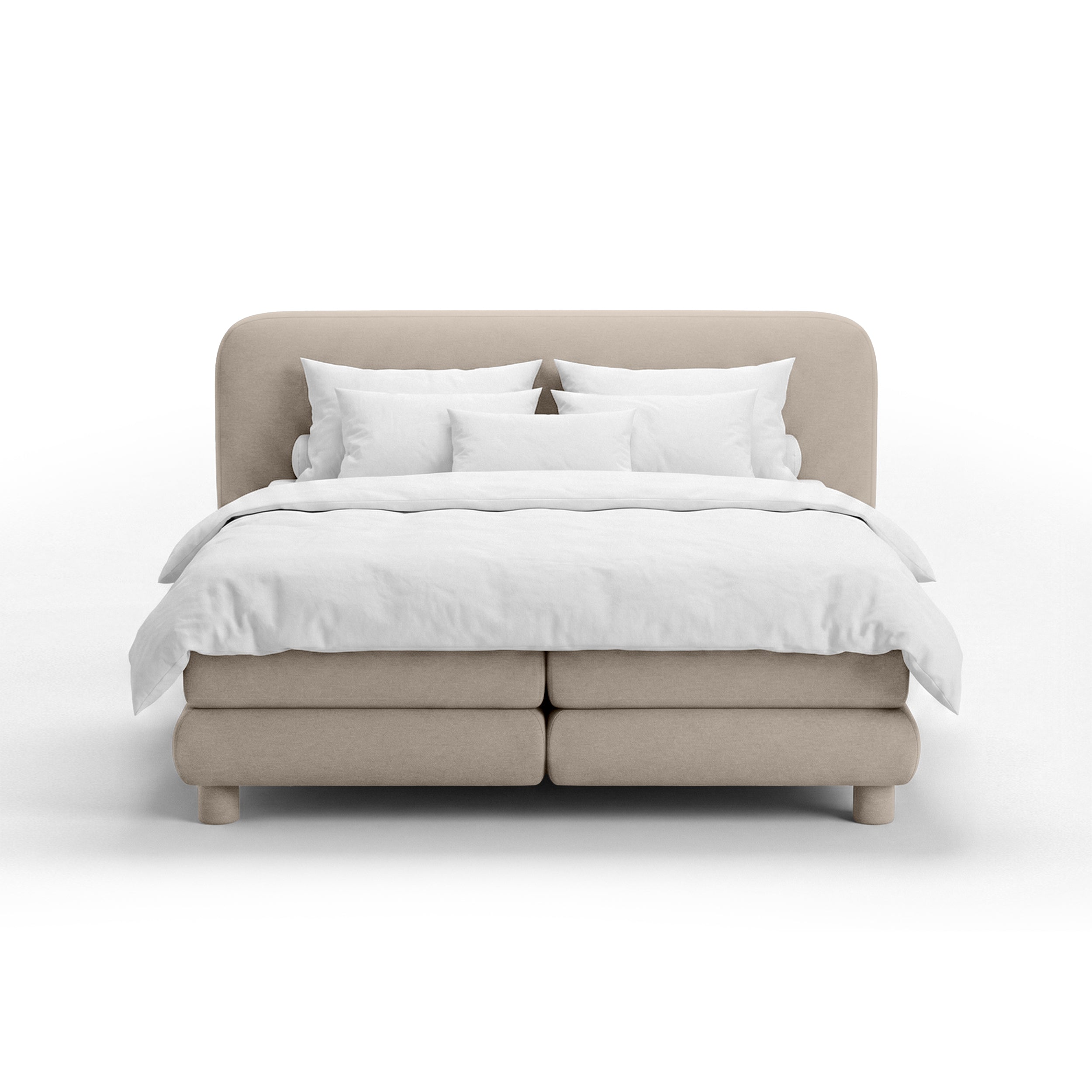 Continental bed with a rounded headboard in a modern organic style | Portela