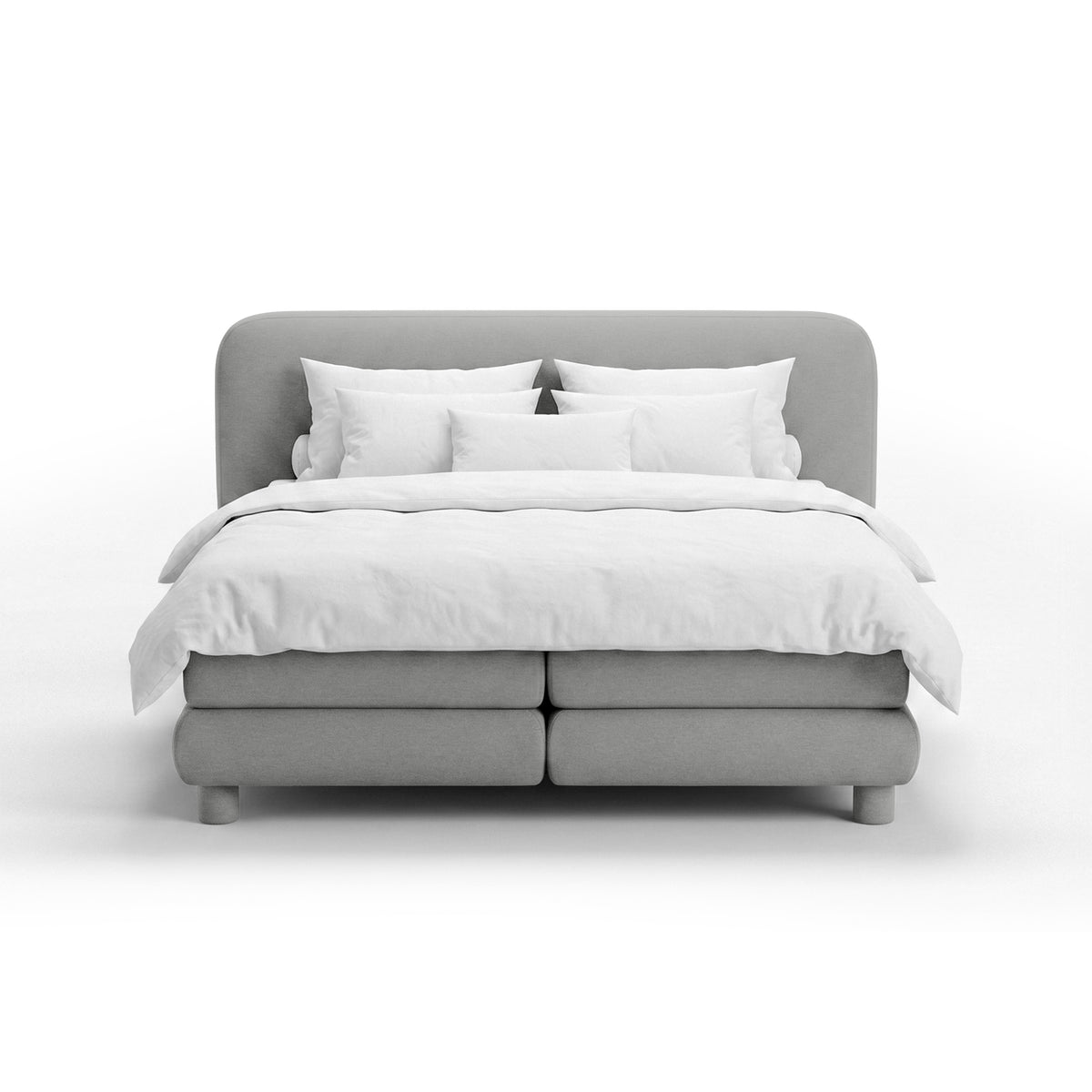 Continental bed with a rounded headboard in a modern organic style | Portela