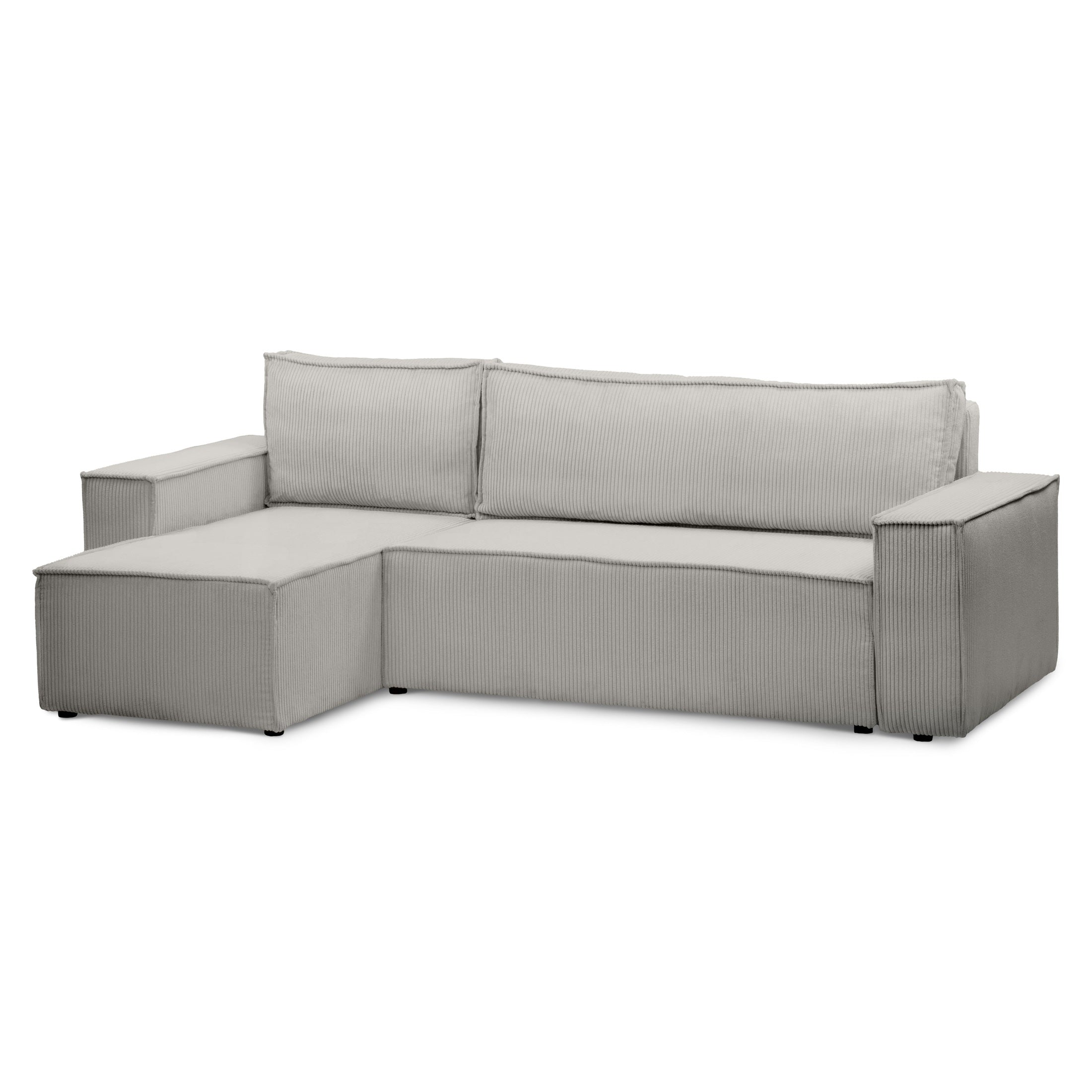 Narożnik uniwersalny z funkcją spania 3-osobowy 200x142–154 w stylu loft | Agi Popielata Biel (POSO 110) Uniwersalny