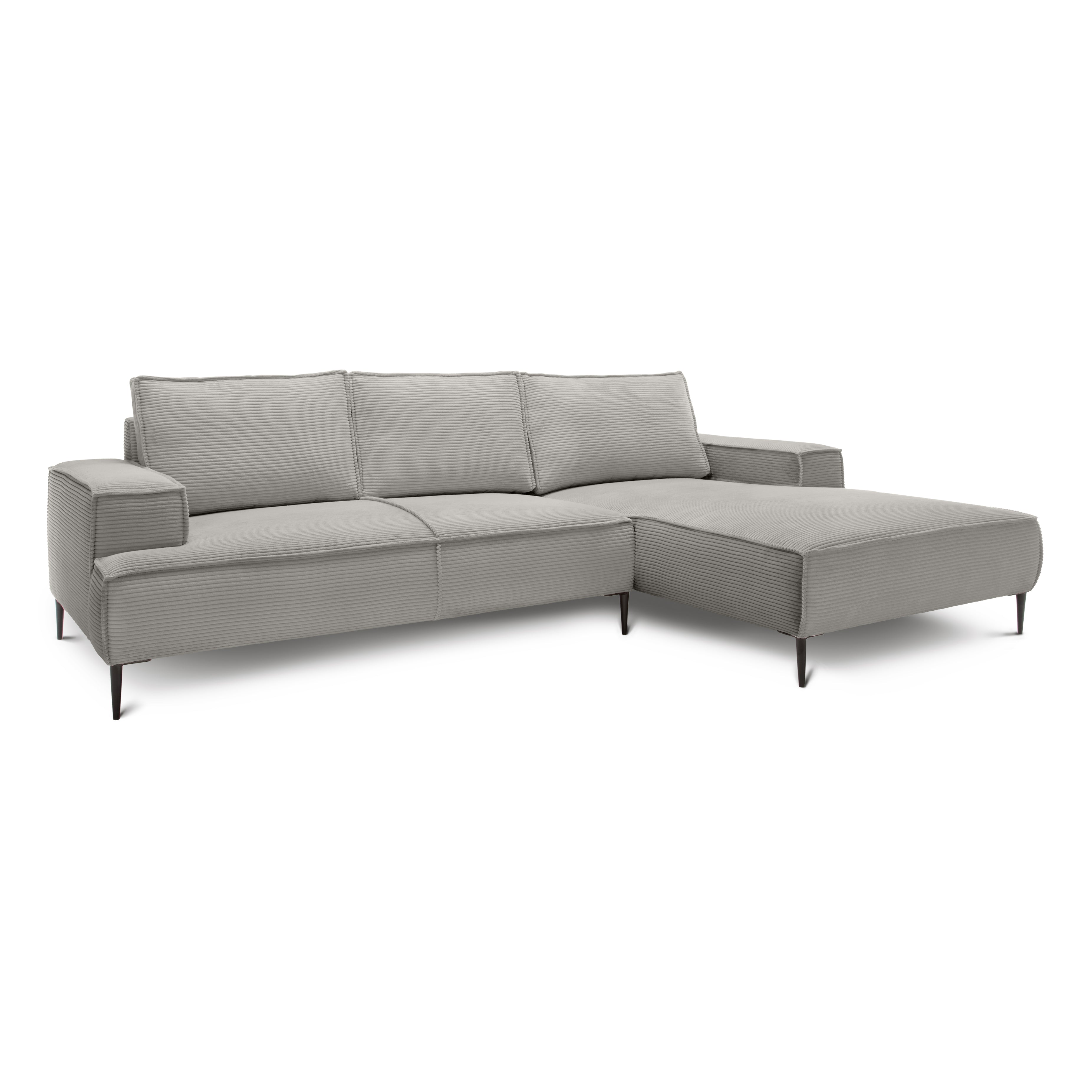 Narożnik 3-osobowy 275 cm w stylu modern classic | May Popielata Biel (POSO 110) Prawostronny