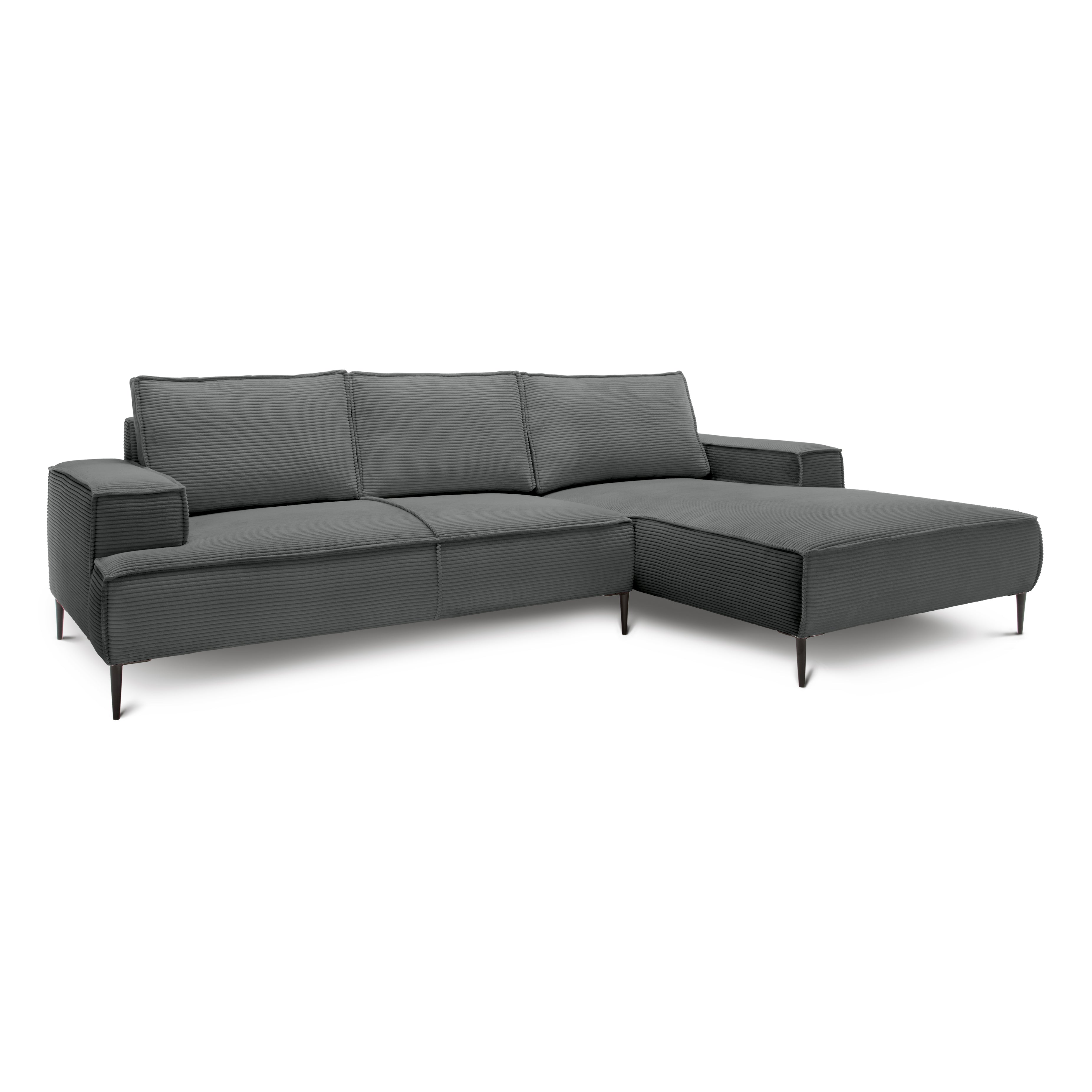Narożnik 3-osobowy 275 cm w stylu modern classic | May Cynk (POSO 115) Prawostronny