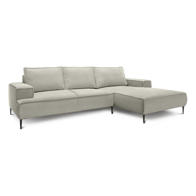 Narożnik 3-osobowy 275 cm w stylu modern classic | May Szary Len (POSO 140) Prawostronny