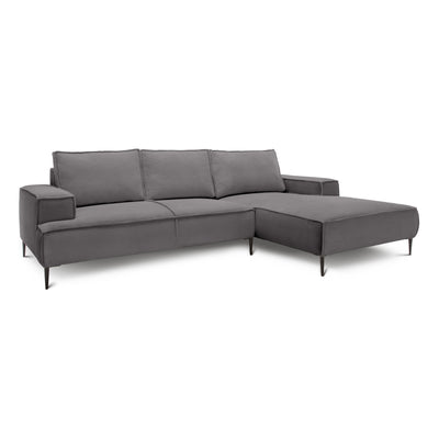 Narożnik 3-osobowy 275 cm w stylu modern classic | May Stalowy Brąz (POSO 22) Prawostronny