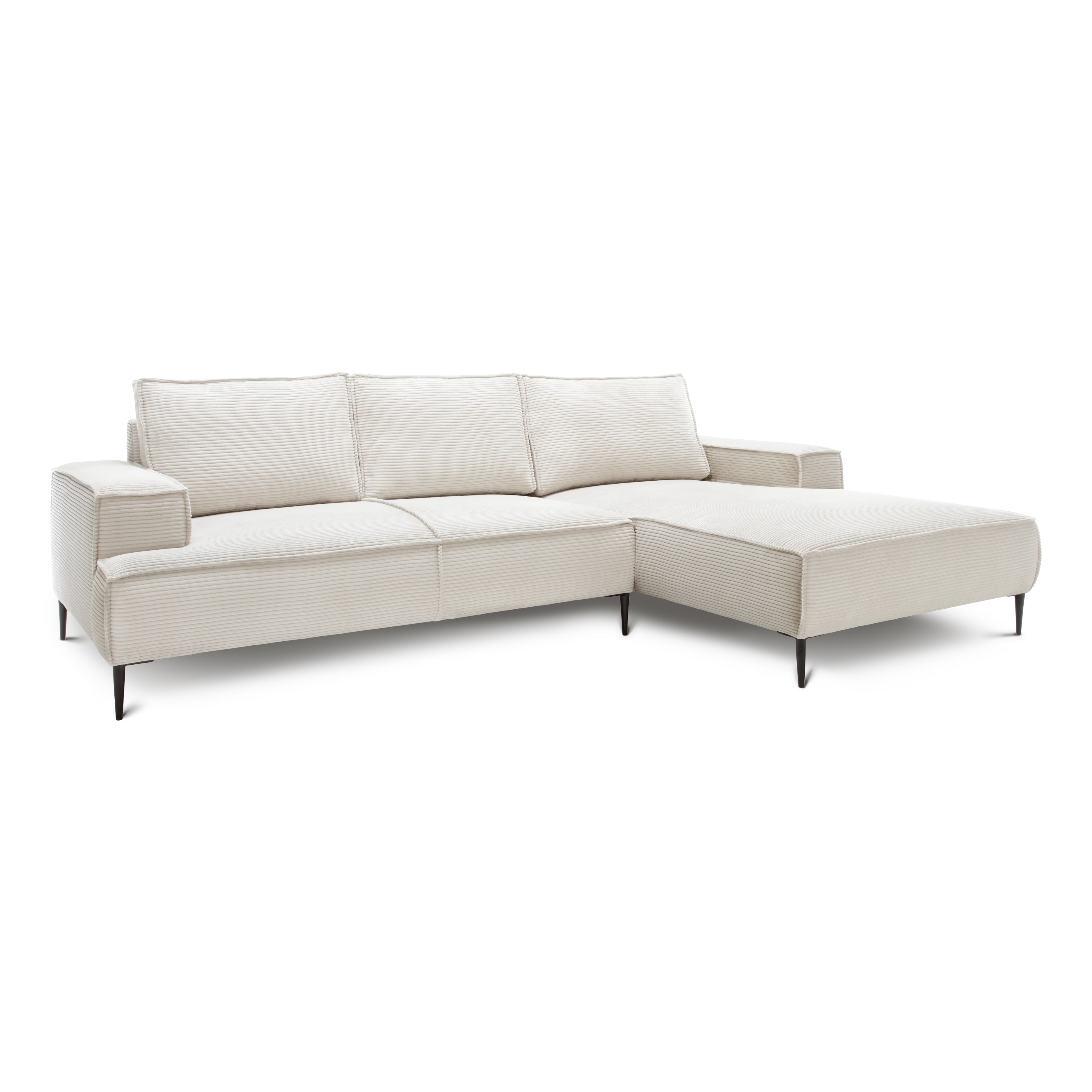 Narożnik 3-osobowy 275 cm w stylu modern classic | May Porcelanowy Beż (POSO 38) Prawostronny