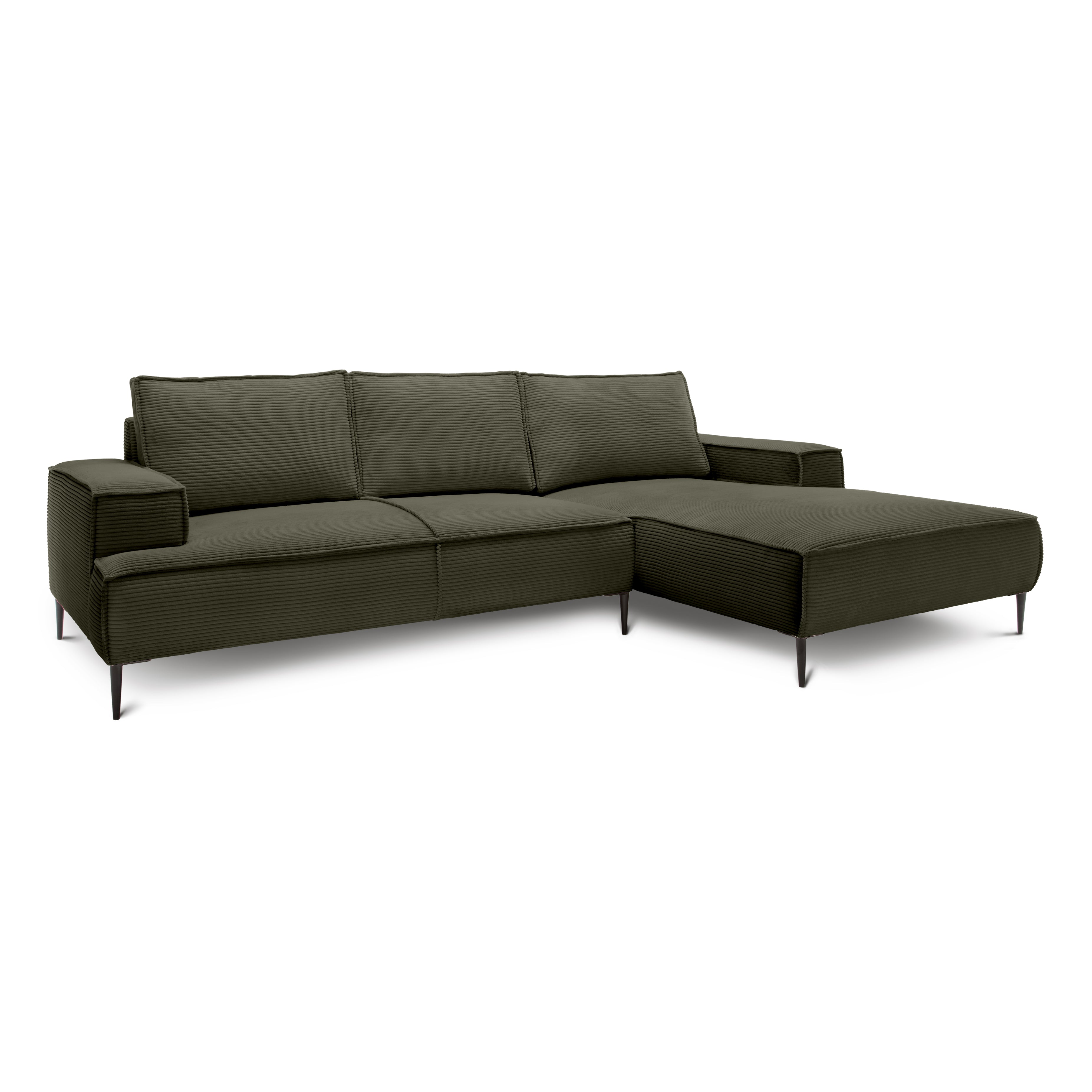Narożnik 3-osobowy 275 cm w stylu modern classic | May Zielony Dąb (POSO 46) Prawostronny
