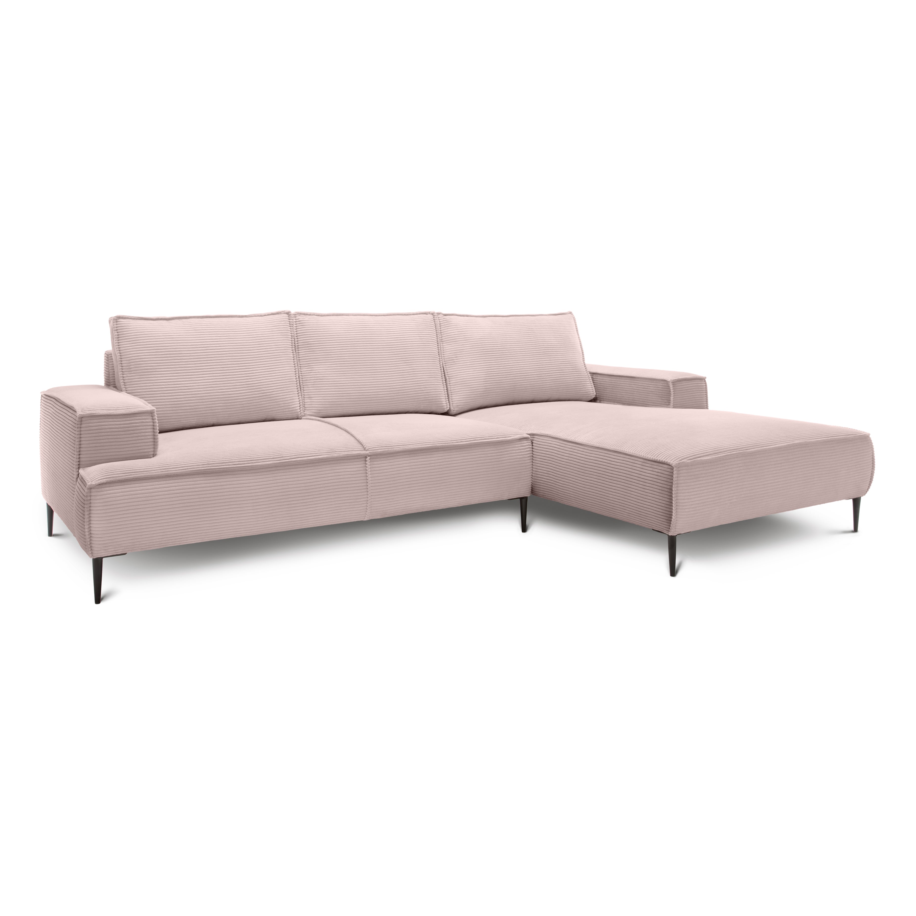 Narożnik 3-osobowy 275 cm w stylu modern classic | May Zgaszony Róż (POSO 52) Prawostronny