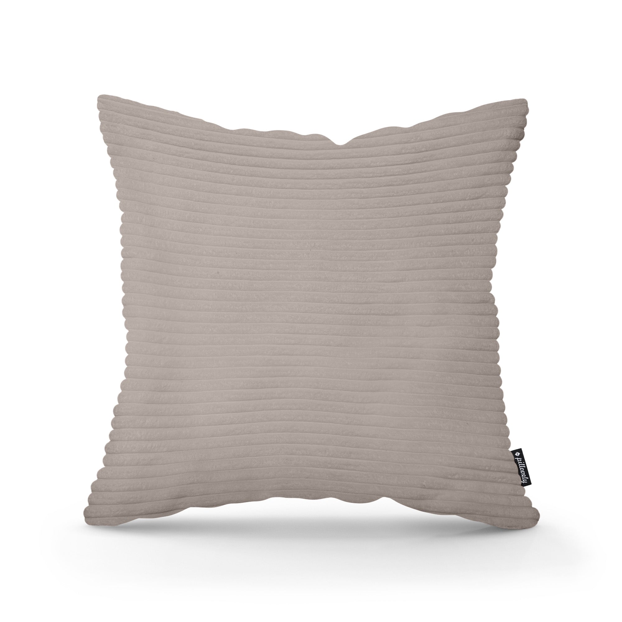 Poduszka dekoracyjna 45×45 cm w stylu scandi i boho – wyraziste prążki | Szeroki Sztruks Szampański Popiół (POSO 03)
