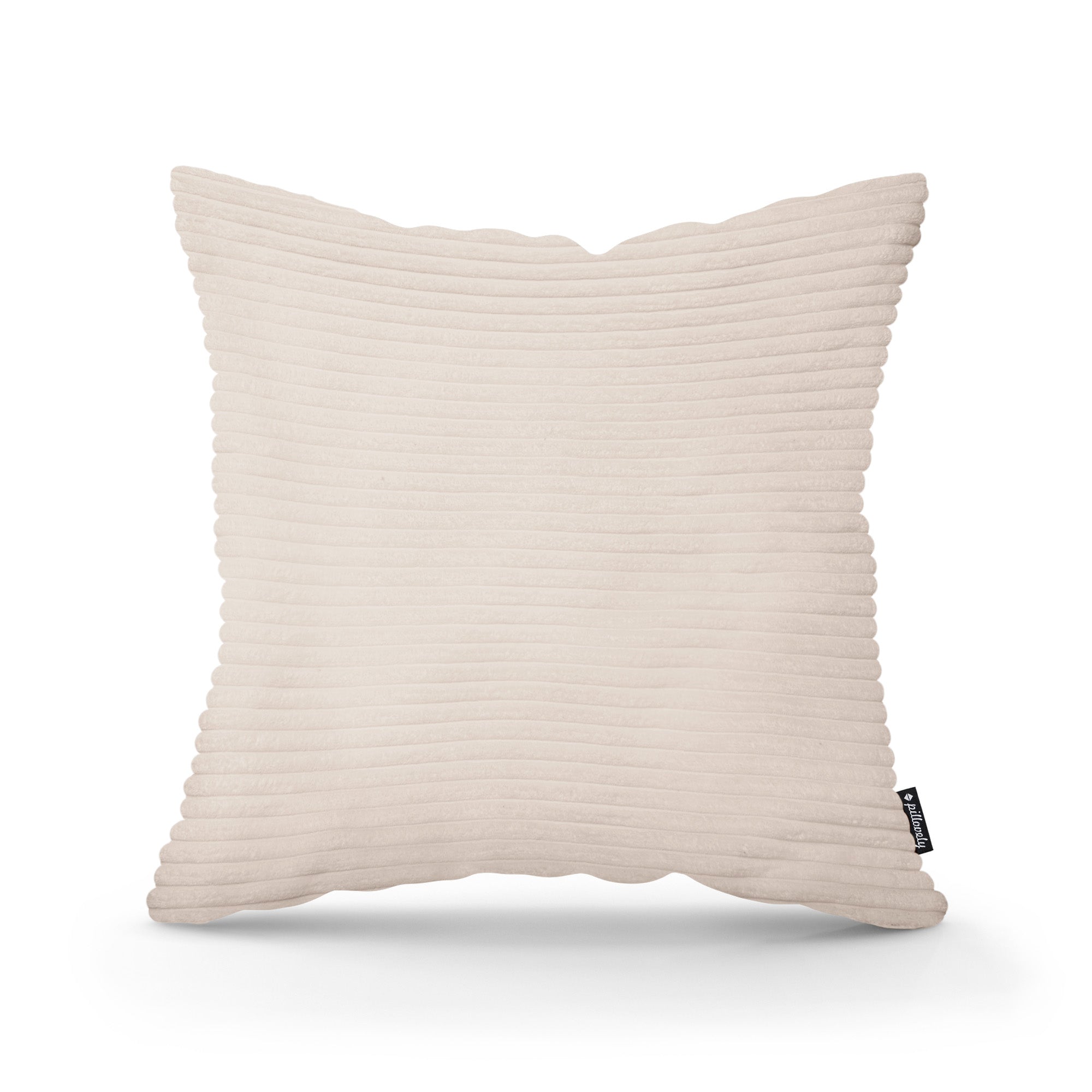 Poduszka dekoracyjna 45×45 cm w stylu scandi i boho – wyraziste prążki | Szeroki Sztruks Kość Słoniowa (POSO 105)