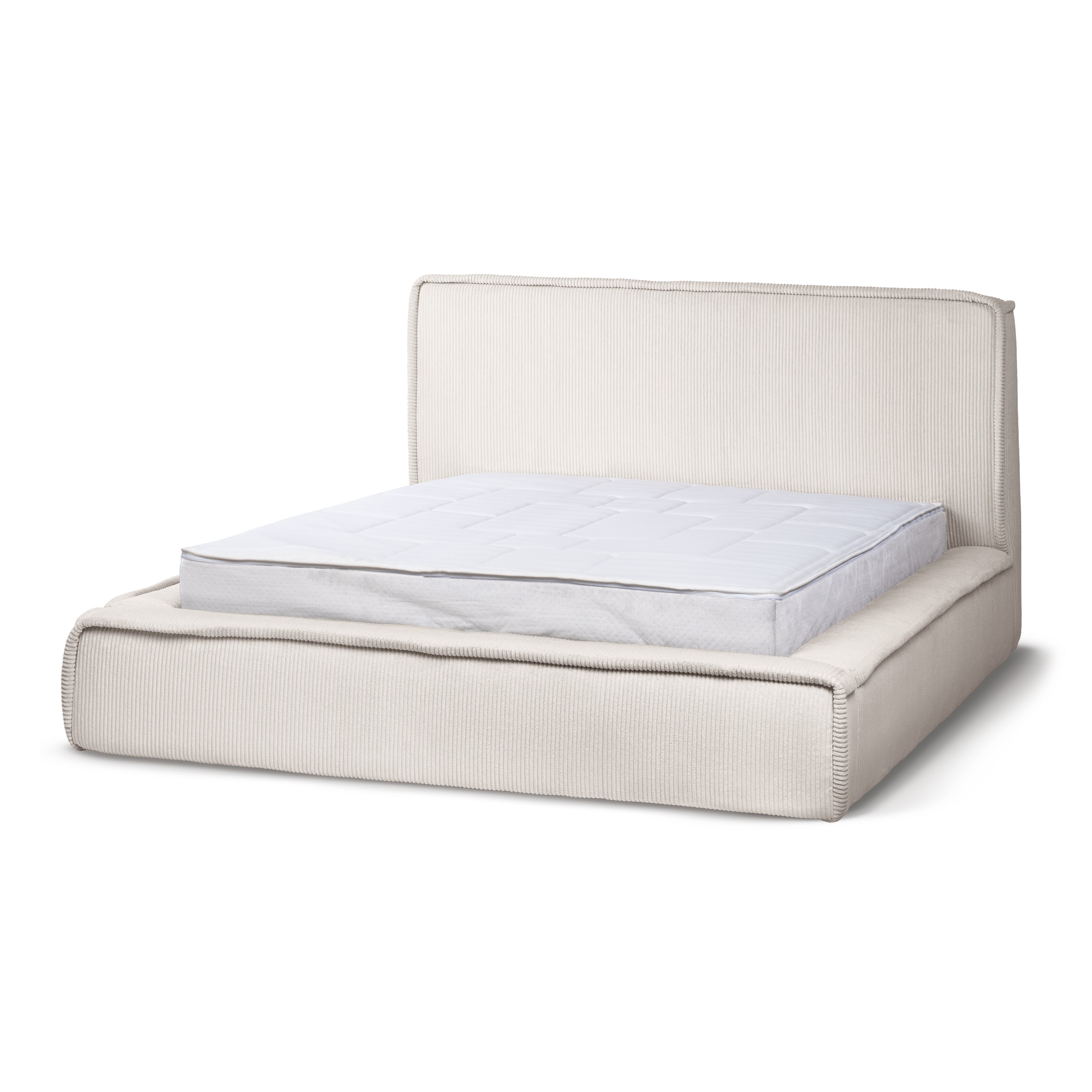 Łóżko tapicerowane z pojemnikiem w stylu klasycznym | Gryby 200 Kość Słoniowa (POSO 105)
